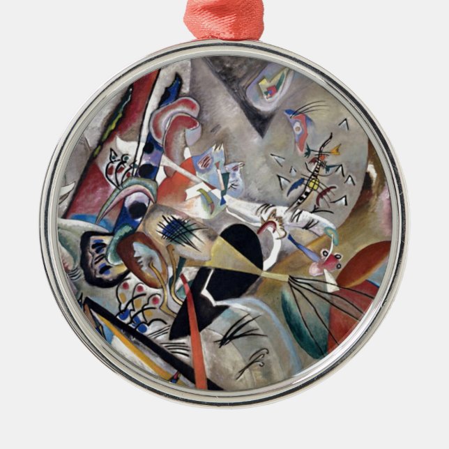 Kandinsky In Grey Abstract Artwork Metal Ornament (Front)