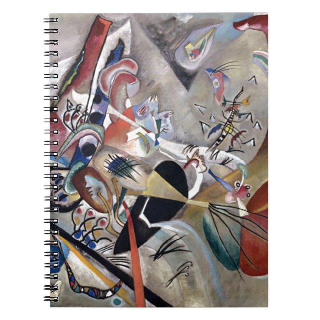 Kandinsky In Grey Abstract Artwork Notebook (Front)
