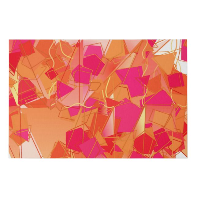 Kandinsky-Inspired Orange and hot pink abstract Faux Canvas Print (Front)