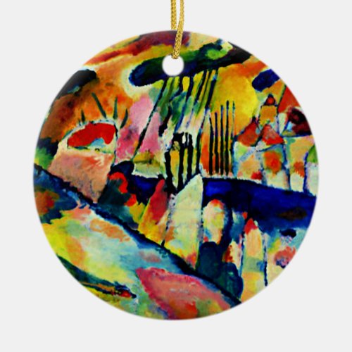 Kandinsky _ Landscape with Rain Ceramic Ornament