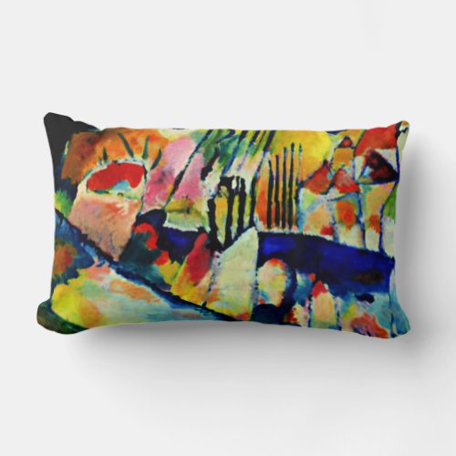 Kandinsky _ Landscape with Rain Lumbar Pillow