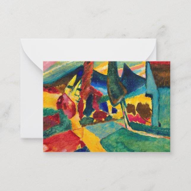 Kandinsky Landscape with Two Poplars Note Card (Front)