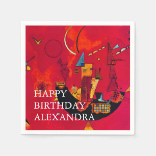Kandinsky Mit Gegen Red Abstract Happy Birthday Napkins
