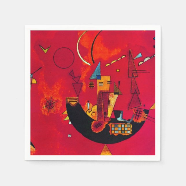 Kandinsky Mit und Gegen Red Abstract Napkins (Front)