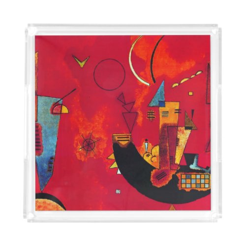 Kandinsky Mit und Gegen Red Abstract Painting Acrylic Tray