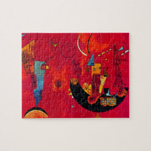 Kandinsky Mit und Gegen Red Abstract Painting Jigsaw Puzzle