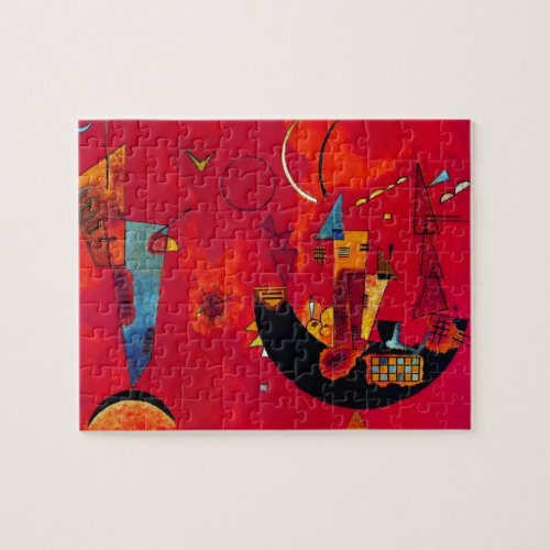 Kandinsky Mit und Gegen Red Abstract Painting Jigsaw Puzzle