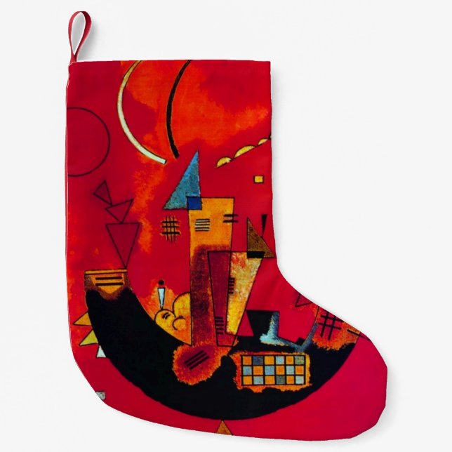 Kandinsky Mit und Gegen Red Abstract Painting Small Christmas Stocking (Front)