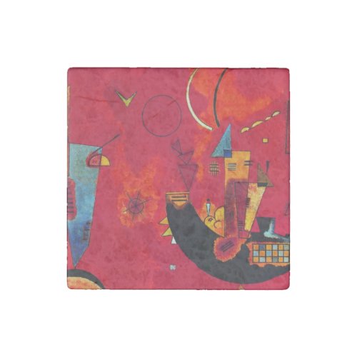 Kandinsky Mit und Gegen Red Abstract Painting Stone Magnet