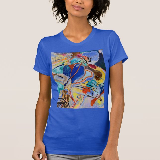 Kandinsky Modern Abstract Painting Art Royal Blue T-Shirt (Front)