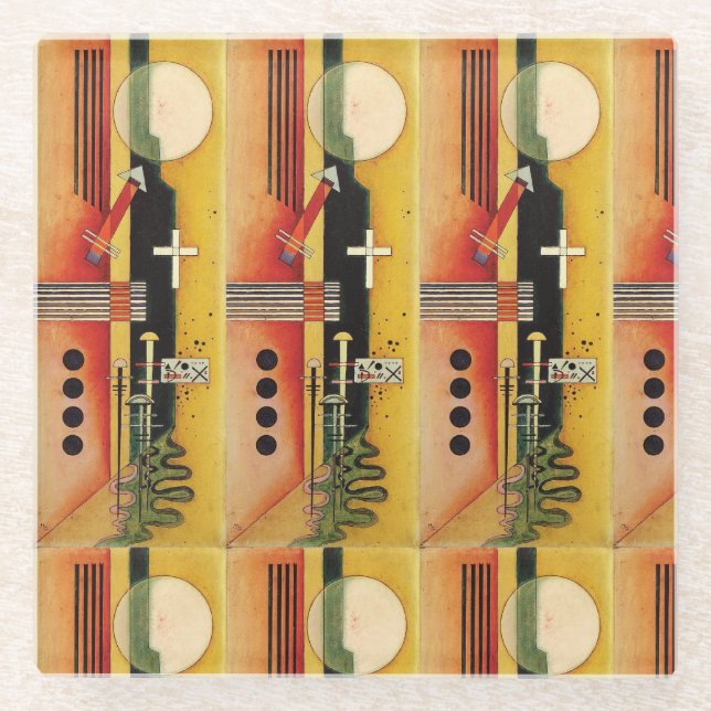 Kandinsky Modern Abstract Painting Artwork Glass Coaster (Front)