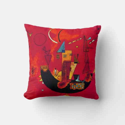 Kandinsky Modern Red Abstract Artwork Throw Pillow