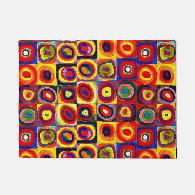 Kandinsky Modern Squares Circles Colorful Doormat (Front)