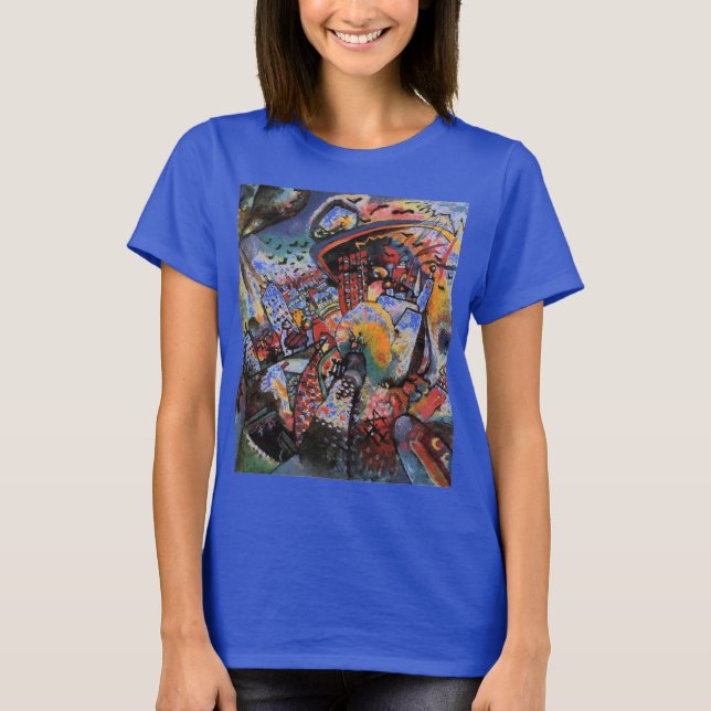 Kandinsky Moscow Cityscape Abstract Painting Blue T-Shirt (Front)