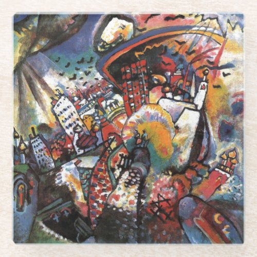 Kandinsky Moscow I Cityscape Abstract Art Glass Coaster