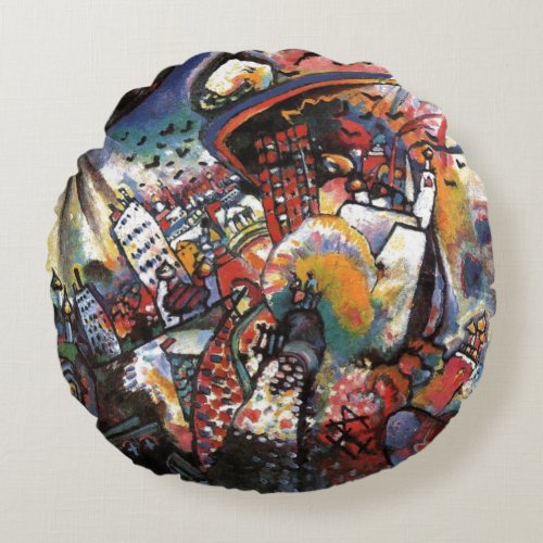 Kandinsky Moscow I Cityscape Abstract Art Round Pillow