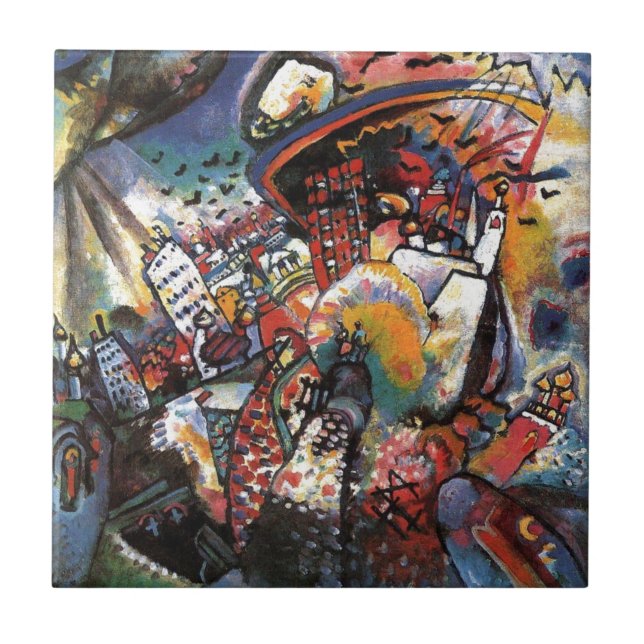 Kandinsky Moscow I Cityscape Abstract Painting Ceramic Tile (Front)