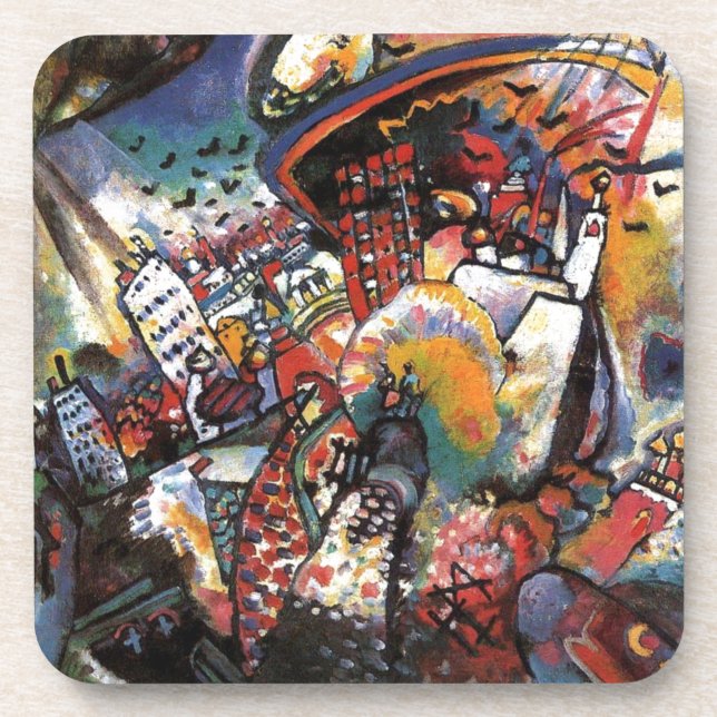 Kandinsky Moscow I Cityscape Abstract Painting Drink Coaster (Front)