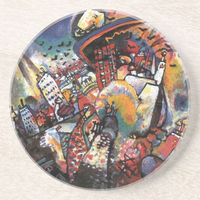 Kandinsky Moscow I Cityscape Abstract Painting Drink Coaster (Front)