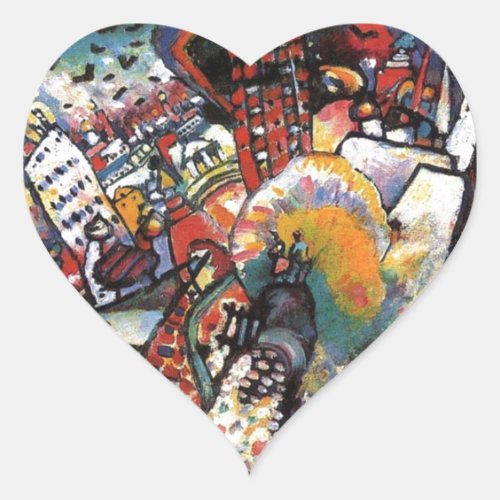 Kandinsky Moscow I Cityscape Abstract Painting Heart Sticker