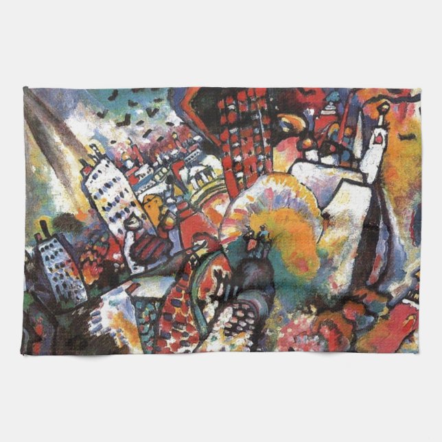 Kandinsky Moscow I Cityscape Abstract Painting Kitchen Towel (Horizontal)