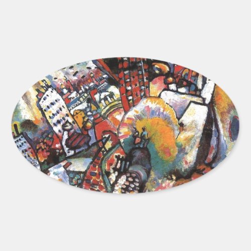 Kandinsky Moscow I Cityscape Abstract Painting Oval Sticker