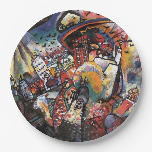 Kandinsky Moscow I Cityscape Abstract Painting Paper Plates (Front)