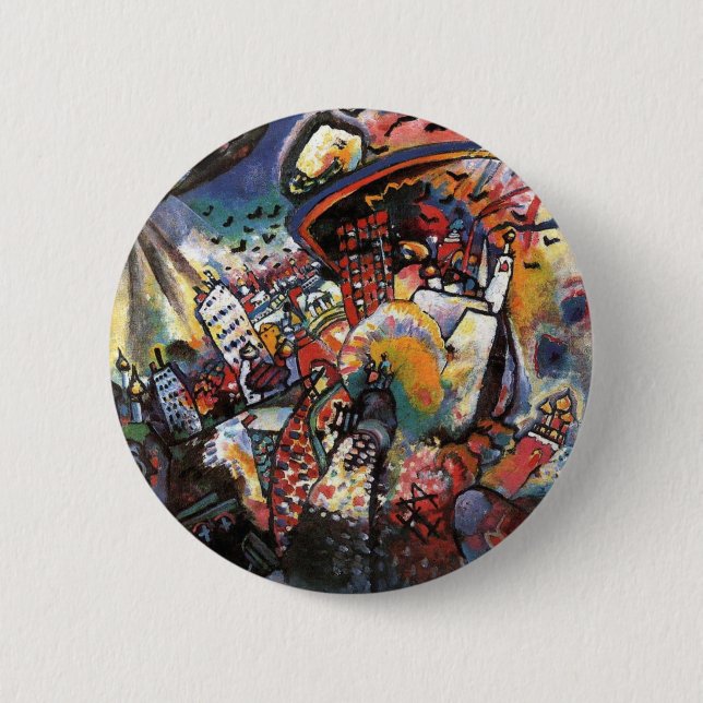 Kandinsky Moscow I Cityscape Abstract Painting Pinback Button (Front)