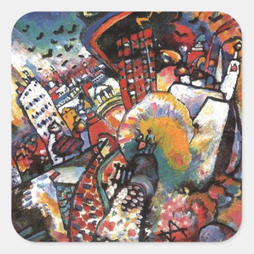 Kandinsky Moscow I Cityscape Abstract Painting Square Sticker