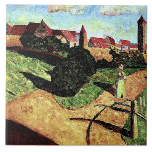 Kandinsky - Old Town II, colorful painting, Ceramic Tile