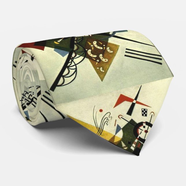 Kandinsky On White II Abstract Painting Neck Tie (Rolled)
