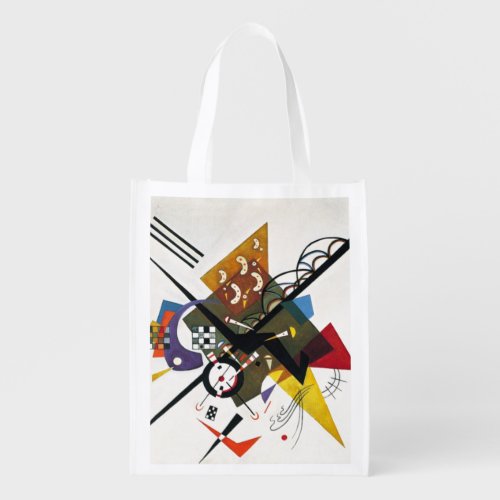 Kandinsky On White Two Abstract Painting Grocery Bag