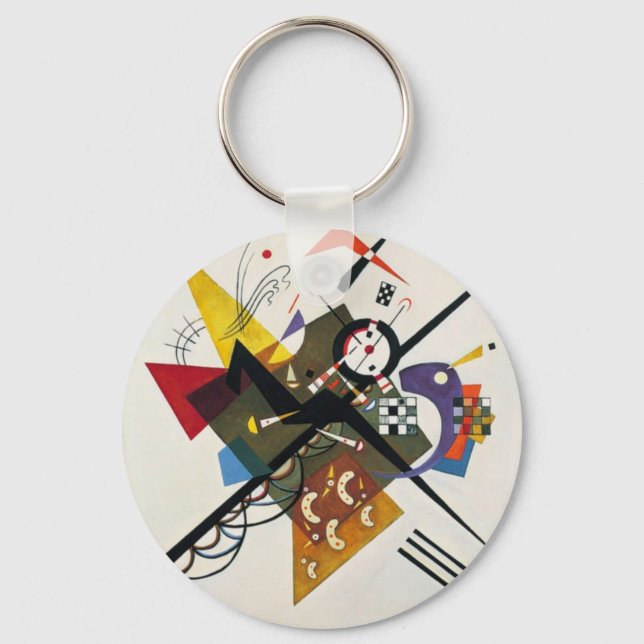 Kandinsky On White Two Abstract Painting Keychain (Front)