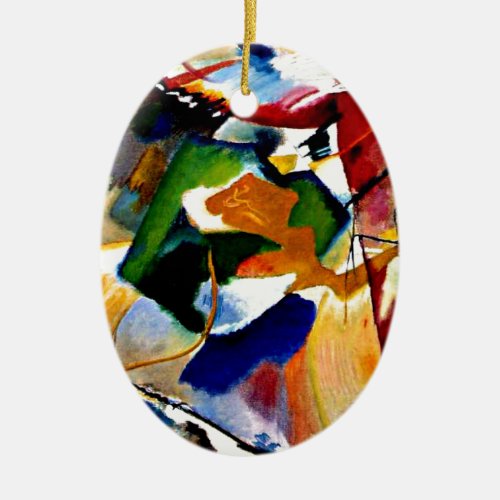 Kandinsky _ Painting with Green Center Ceramic Ornament