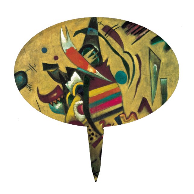 Kandinsky Points Abstract Canvas Painting Cake Topper (Front)