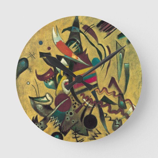 Kandinsky Points Abstract Canvas Painting Round Clock (Front)