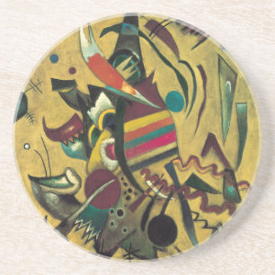 Kandinsky Points Abstract Canvas Painting Sandstone Coaster