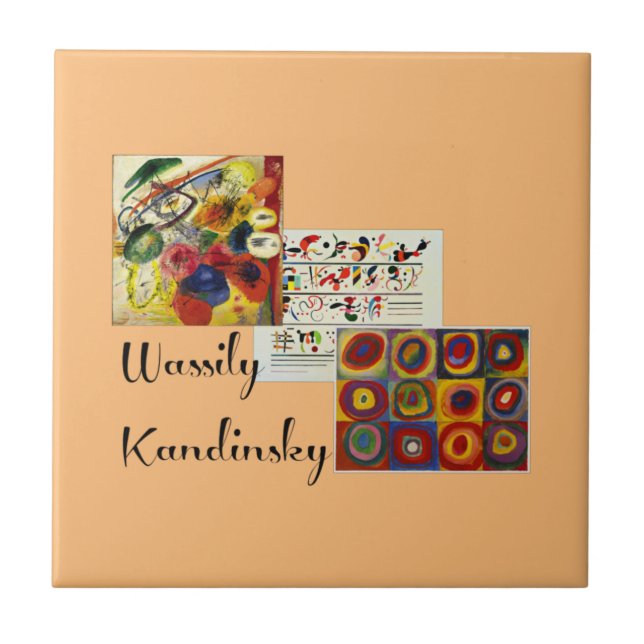 Kandinsky popular artwork collage ceramic tile (Front)