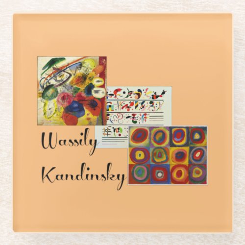 Kandinsky popular artwork collage glass coaster