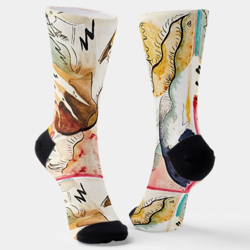 Kandinsky Rain Landscape - Fine Art Abstract Socks