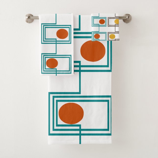 Kandinsky Rectangles with Ovals  Bath Towel Set (Insitu)