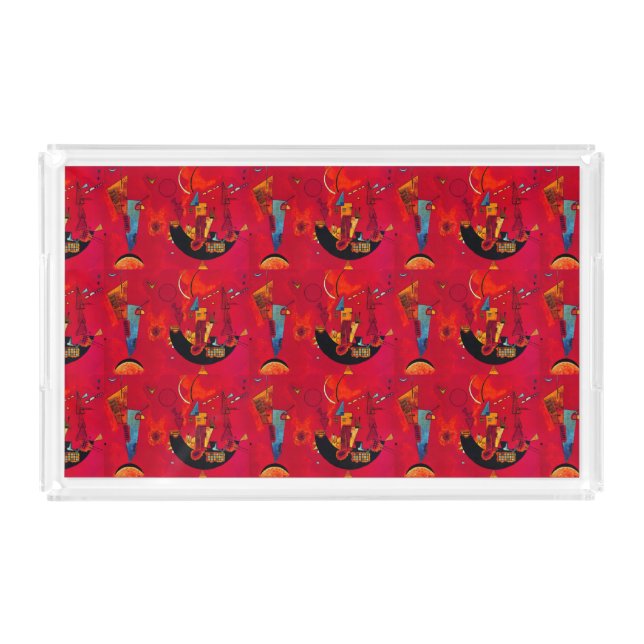 Kandinsky Red Black  Abstract Art Acrylic Tray (Front)