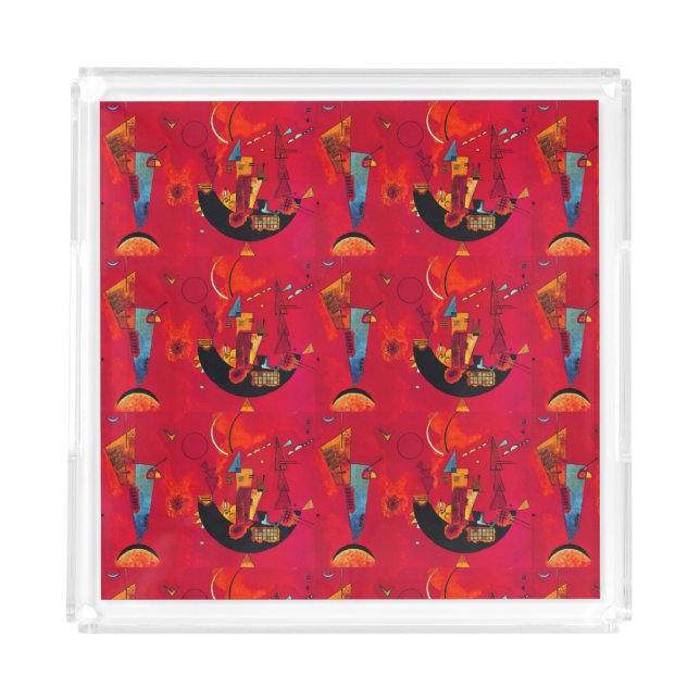 Kandinsky Red Black  Abstract Art Acrylic Tray (Front)