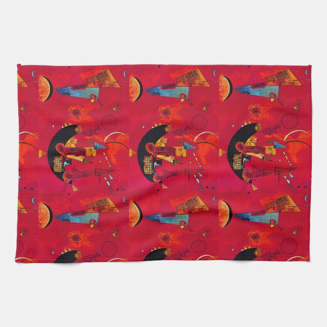 Kandinsky Red Black  Abstract Art Kitchen Towel (Horizontal)