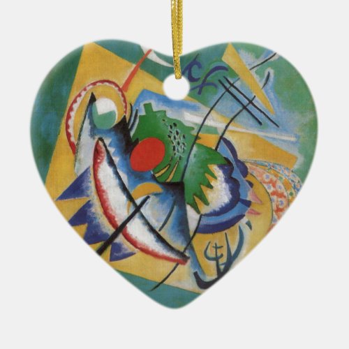 Kandinsky Red Oval Abstract Artwork Green Yellow Ceramic Ornament