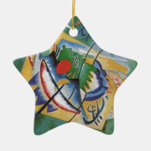 Kandinsky Red Oval Abstract Artwork Green Yellow Ceramic Ornament