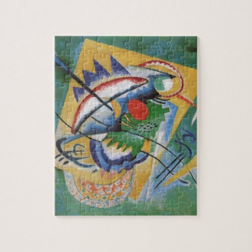 Kandinsky Red Oval Abstract Artwork Green Yellow Jigsaw Puzzle