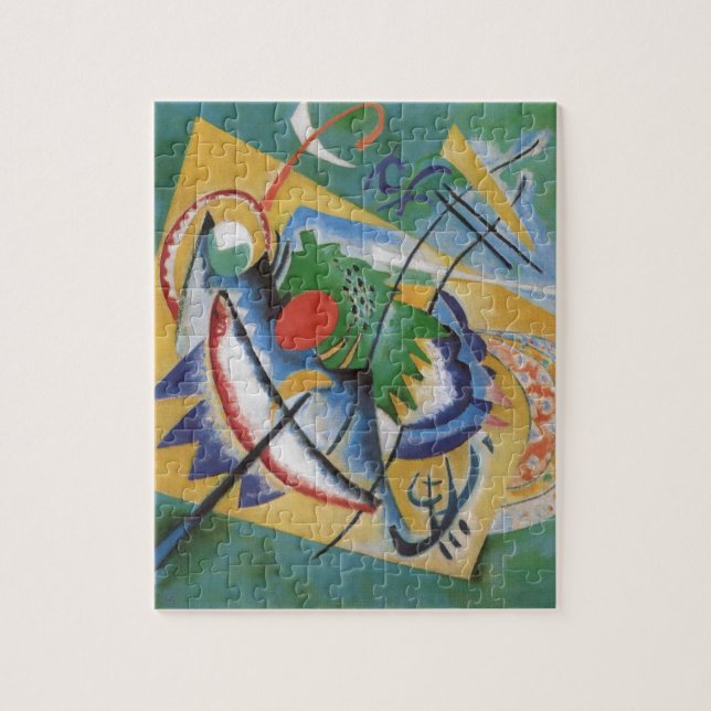 Kandinsky Red Oval Abstract Artwork Green Yellow Jigsaw Puzzle (Vertical)