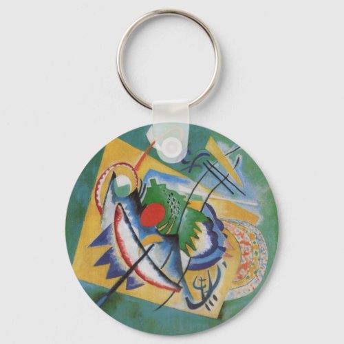 Kandinsky Red Oval Abstract Artwork Green Yellow Keychain