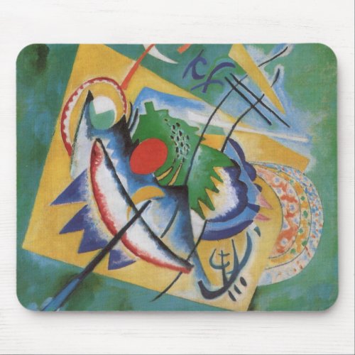 Kandinsky Red Oval Abstract Artwork Green Yellow Mouse Pad